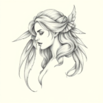 Pencil Dotwork Outline Valkyrie Tattoo