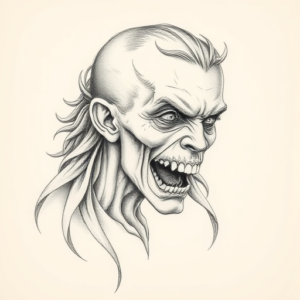 Pencil Dotwork Outline Vampire Tattoo