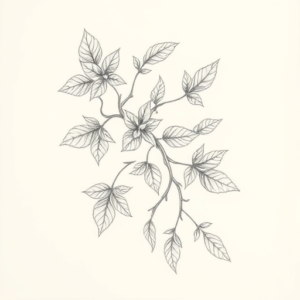 Pencil Dotwork Outline Vine Tattoo