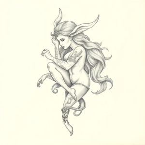 Pencil Dotwork Outline Virgo Tattoo