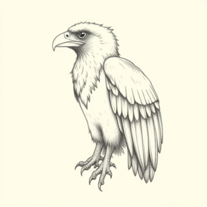 Pencil Dotwork Outline Vulture Tattoo