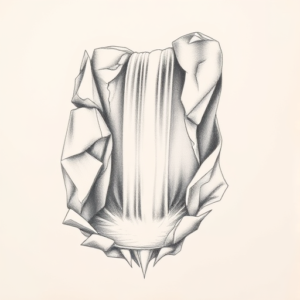 Pencil Dotwork Outline Waterfall Tattoo