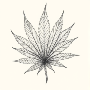 Pencil Dotwork Outline Weed Tattoo