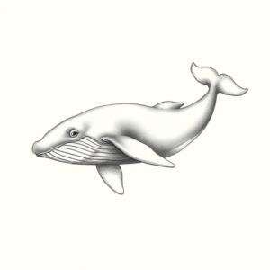 Pencil Dotwork Outline Whale Tattoo