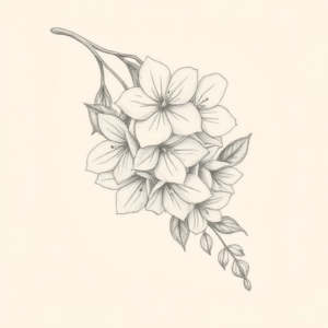 Pencil Dotwork Outline Wisteria Tattoo