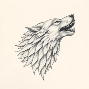 Pencil Dotwork Outline Wolf Tattoo