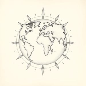 Pencil Dotwork Outline World Tattoo