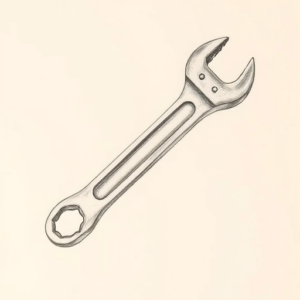 Pencil Dotwork Outline Wrench Tattoo
