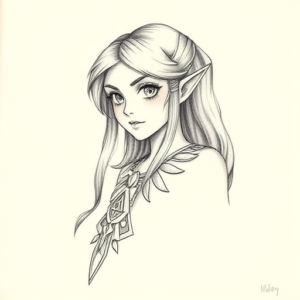 Pencil Dotwork Outline Zelda Tattoo