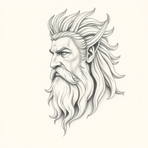 Pencil Dotwork Outline Zeus Tattoo