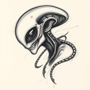 Pencil Sketch Alien Tattoo