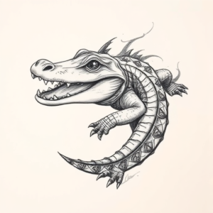 Pencil Sketch Alligator Tattoo