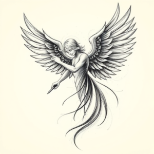 Pencil Sketch Angel Tattoo