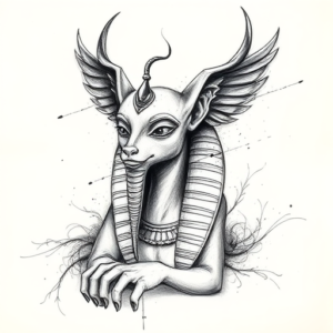 Pencil Sketch Anubis Tattoo