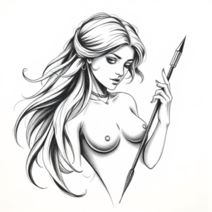 Pencil Sketch Aphrodite Tattoo