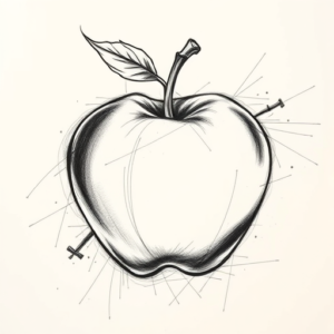 Pencil Sketch Apple Tattoo