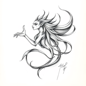 Pencil Sketch Aquarius Tattoo