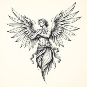 Pencil Sketch Archangel Tattoo