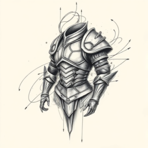 Pencil Sketch Armor Tattoo
