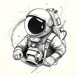 Pencil Sketch Astronaut Tattoo