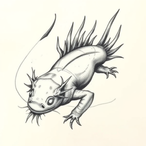 Pencil Sketch Axolotl Tattoo