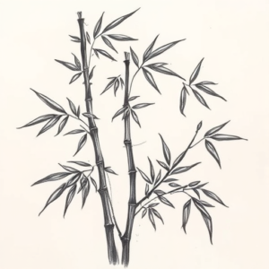 Pencil Sketch Bamboo Tattoo