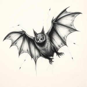 Pencil Sketch Bat Tattoo
