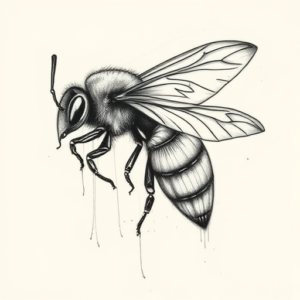 Pencil Sketch Bee Tattoo