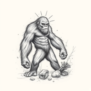 Pencil Sketch Bigfoot Tattoo
