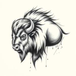 Pencil Sketch Bison Tattoo