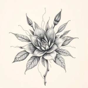 Pencil Sketch Botanical Tattoo