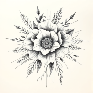 Pencil Sketch Bouquet Tattoo