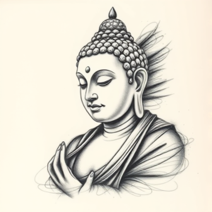 Pencil Sketch Buddha Tattoo