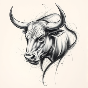 Pencil Sketch Bull Tattoo