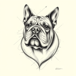 Pencil Sketch Bulldog Tattoo