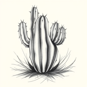 Pencil Sketch Cactus Tattoo