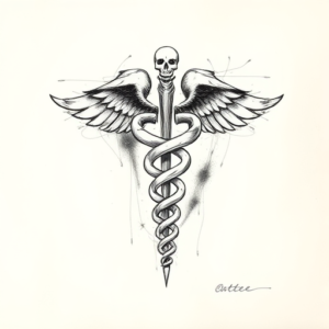 Pencil Sketch Caduceus Tattoo