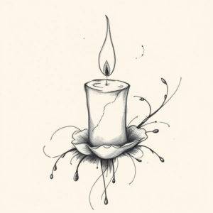 Pencil Sketch Candle Tattoo