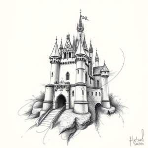 Pencil Sketch Castle Tattoo