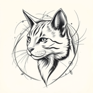 Pencil Sketch Cat Tattoo