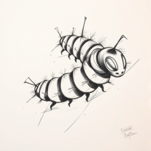 Pencil Sketch Caterpillar Tattoo