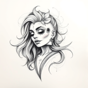 Pencil Sketch Catrina Tattoo