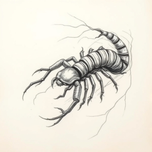 Pencil Sketch Centipede Tattoo