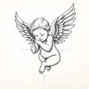 Pencil Sketch Cherub Tattoo