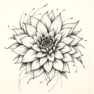 Pencil Sketch Chrysanthemum Tattoo