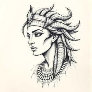 Pencil Sketch Cleopatra Tattoo