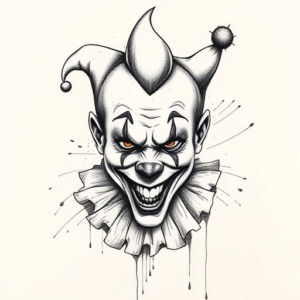 Pencil Sketch Clown Tattoo