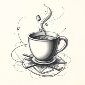 Pencil Sketch Coffee Tattoo