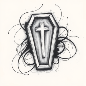 Pencil Sketch Coffin Tattoo