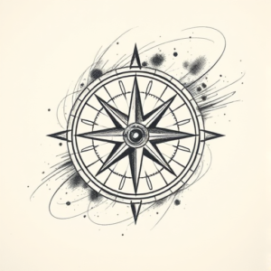 Pencil Sketch Compass Tattoo